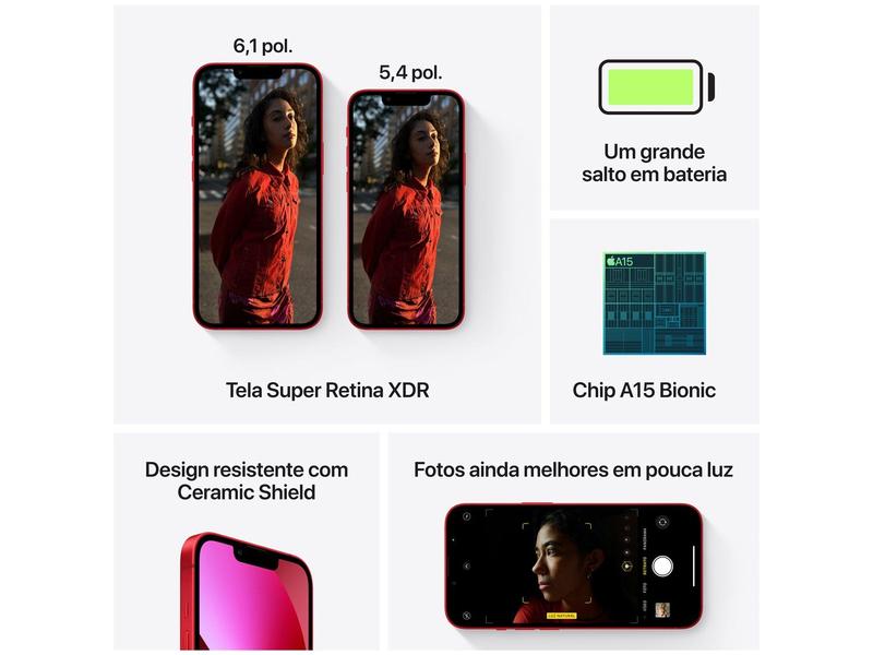 Apple iPhone 13 Mini 128GB PRODUCT(RED) Tela 5,4 - 12MP iOS